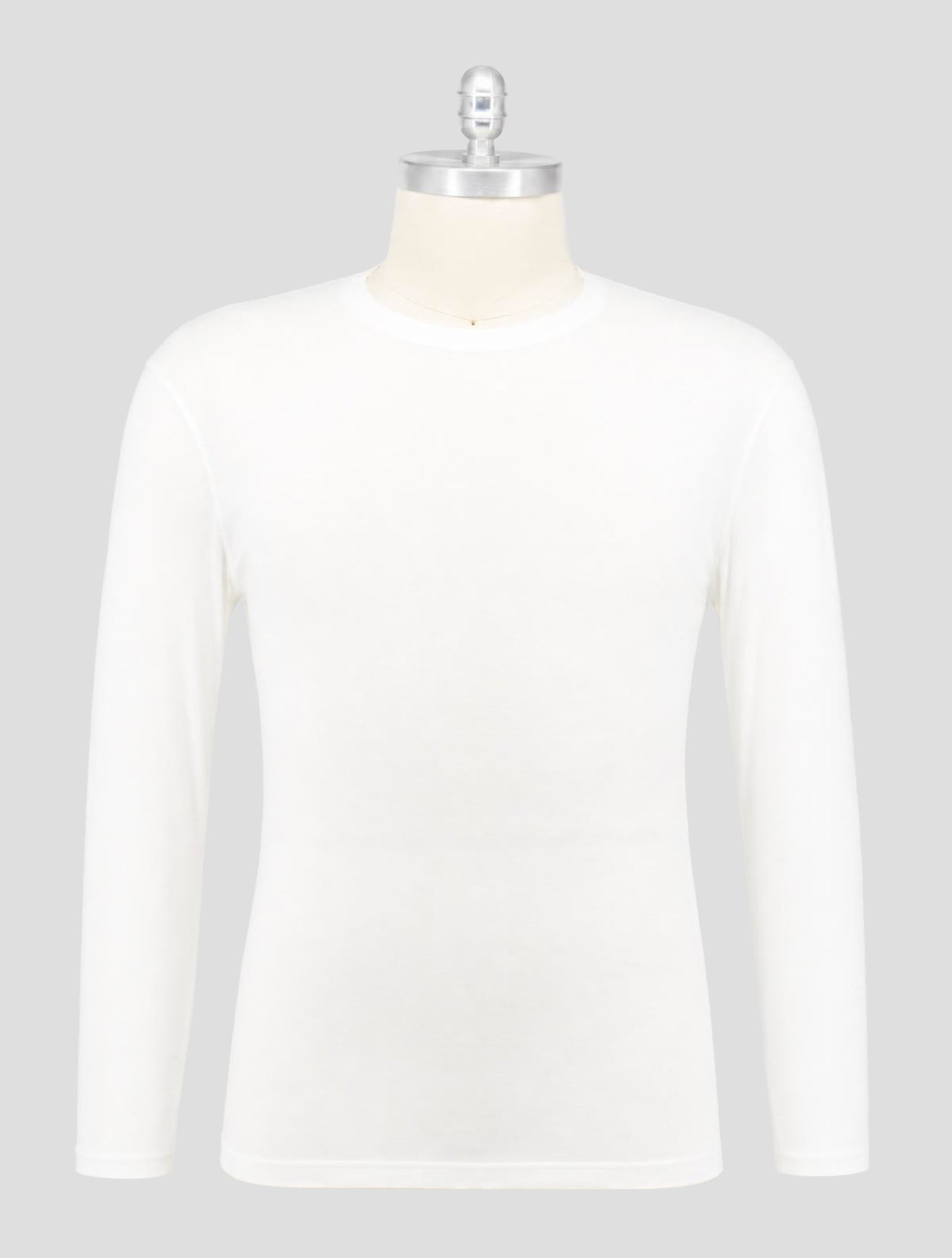 Kiton White Cotton Cashmere T-Shirt Long Sleeve