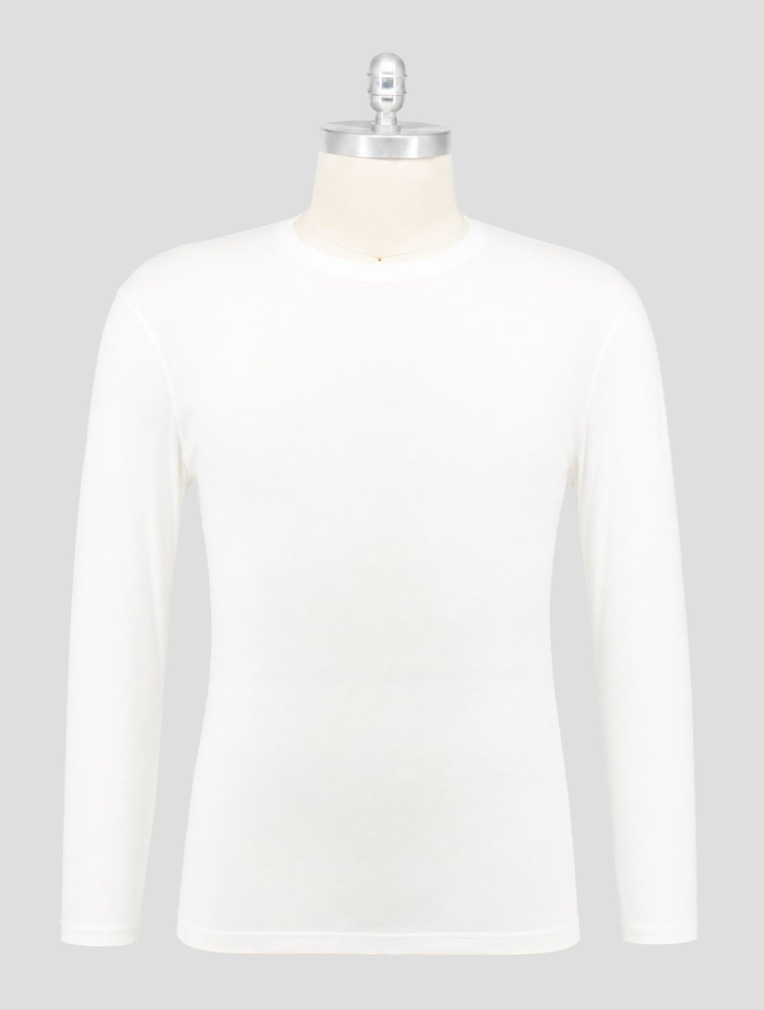 Kiton White Cotton Cashmere T-Shirt Long Sleeve
