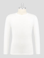 Kiton White Cotton Cashmere T-Shirt Long Sleeve