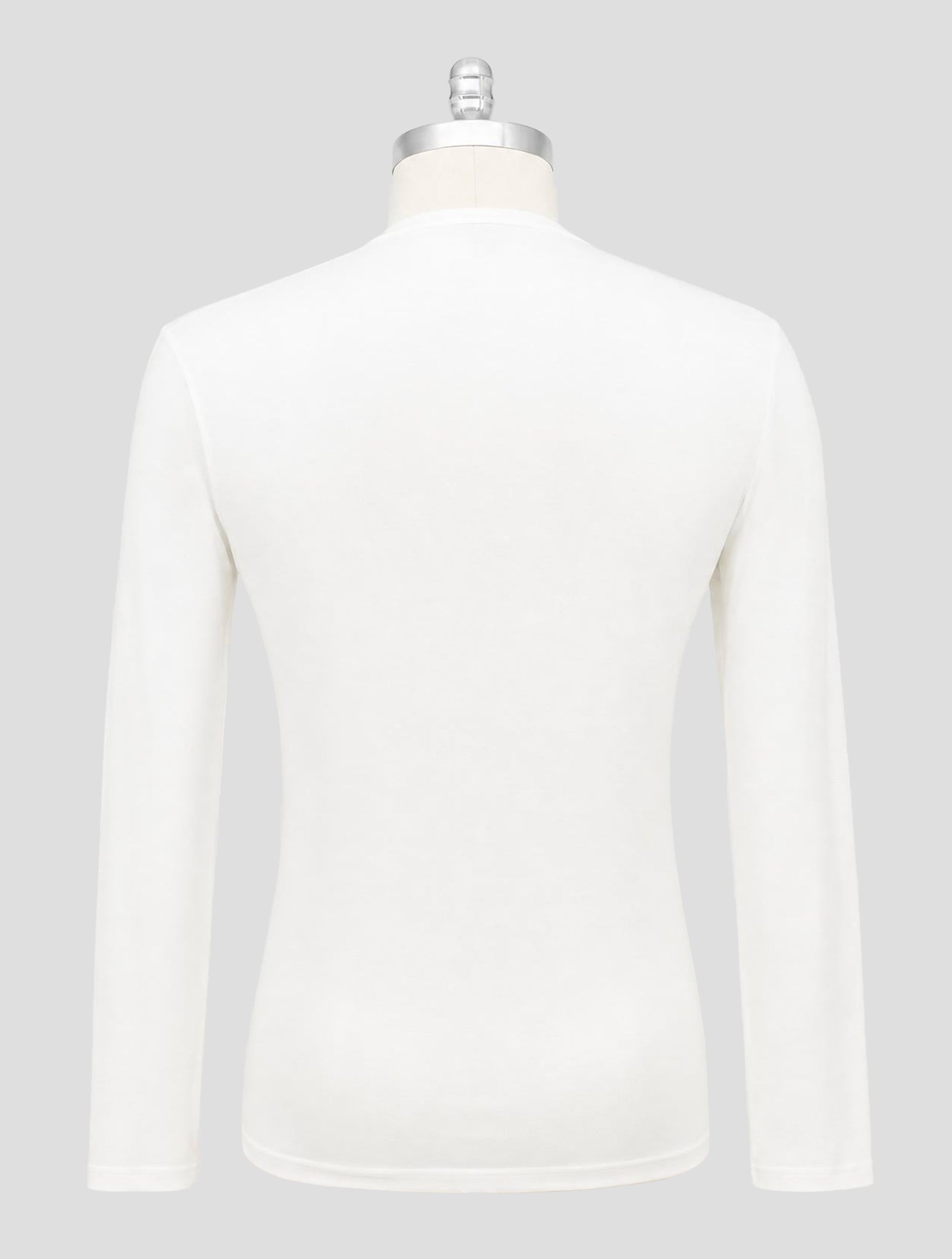 Kiton White Cotton Cashmere T-Shirt Long Sleeve