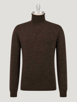 Kiton Brown Silk Cashmere Linen Sweater Turtleneck