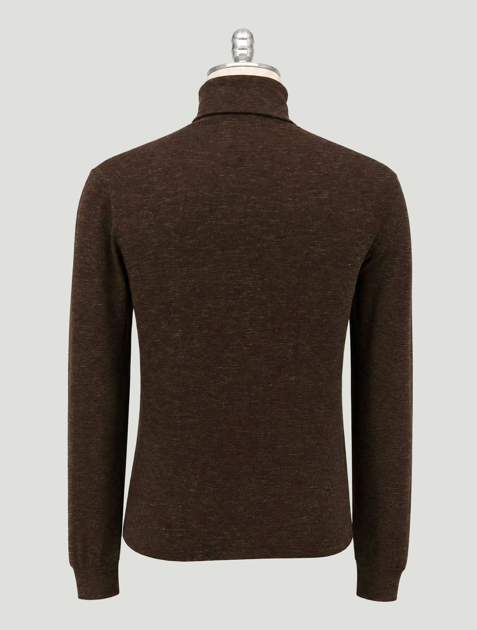 Kiton Brown Silk Cashmere Linen Sweater Turtleneck