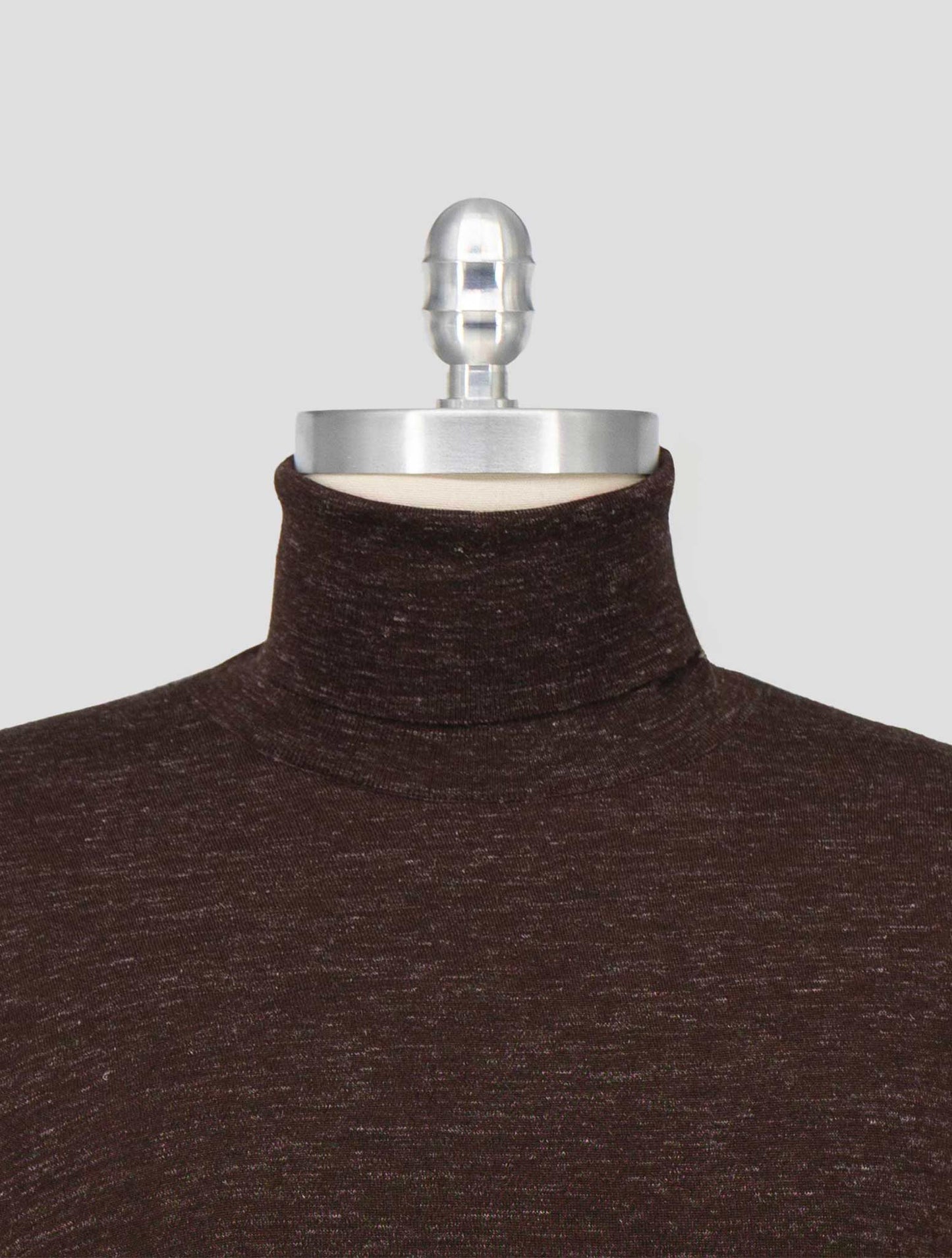 Kiton Brown Silk Cashmere Linen Sweater Turtleneck