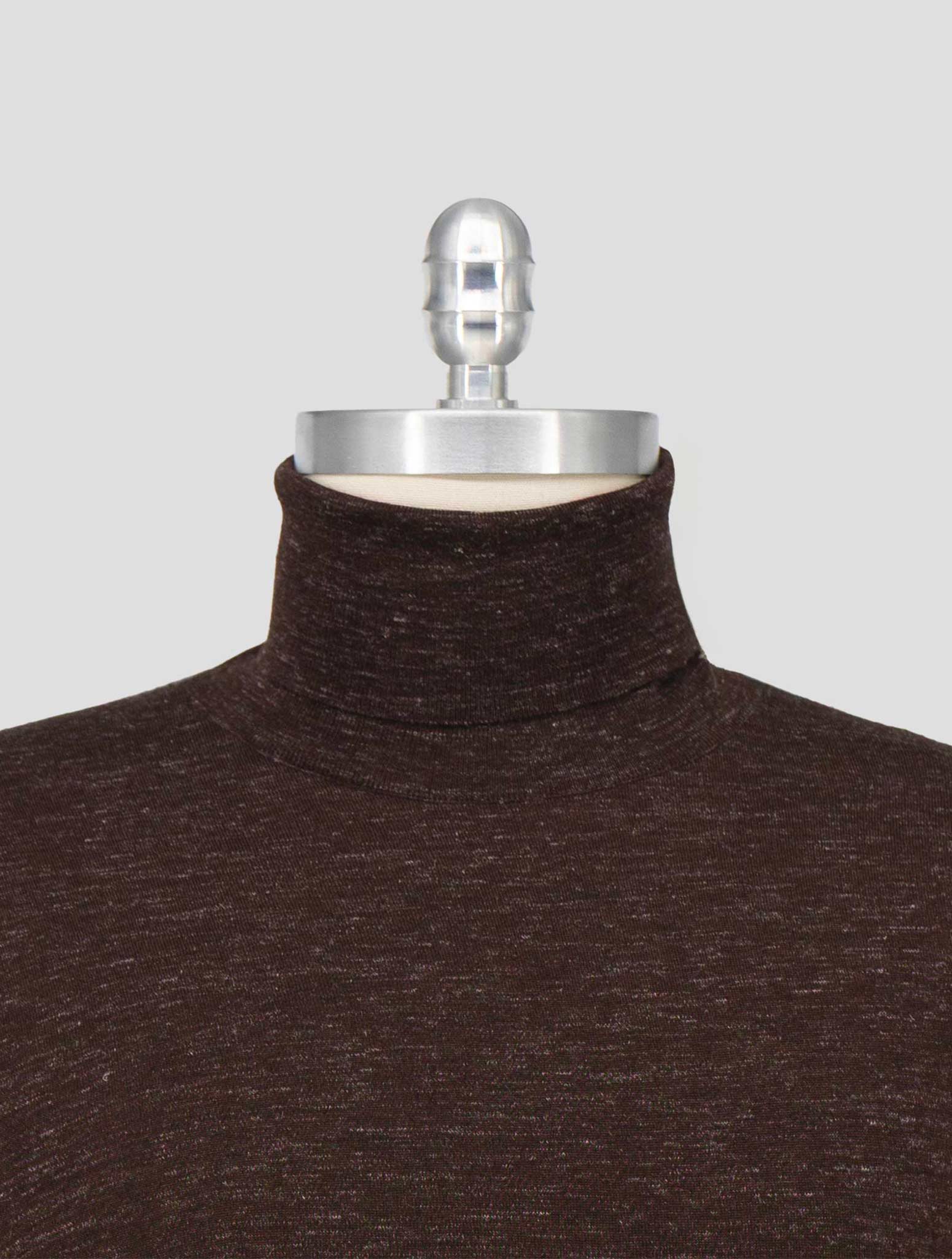 Kiton Brown Silk Cashmere Linen Sweater Turtleneck