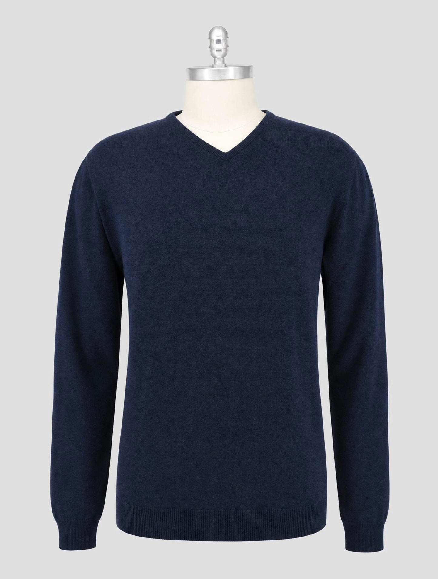 Kiton Blue Cashmere Sweater V-Neck