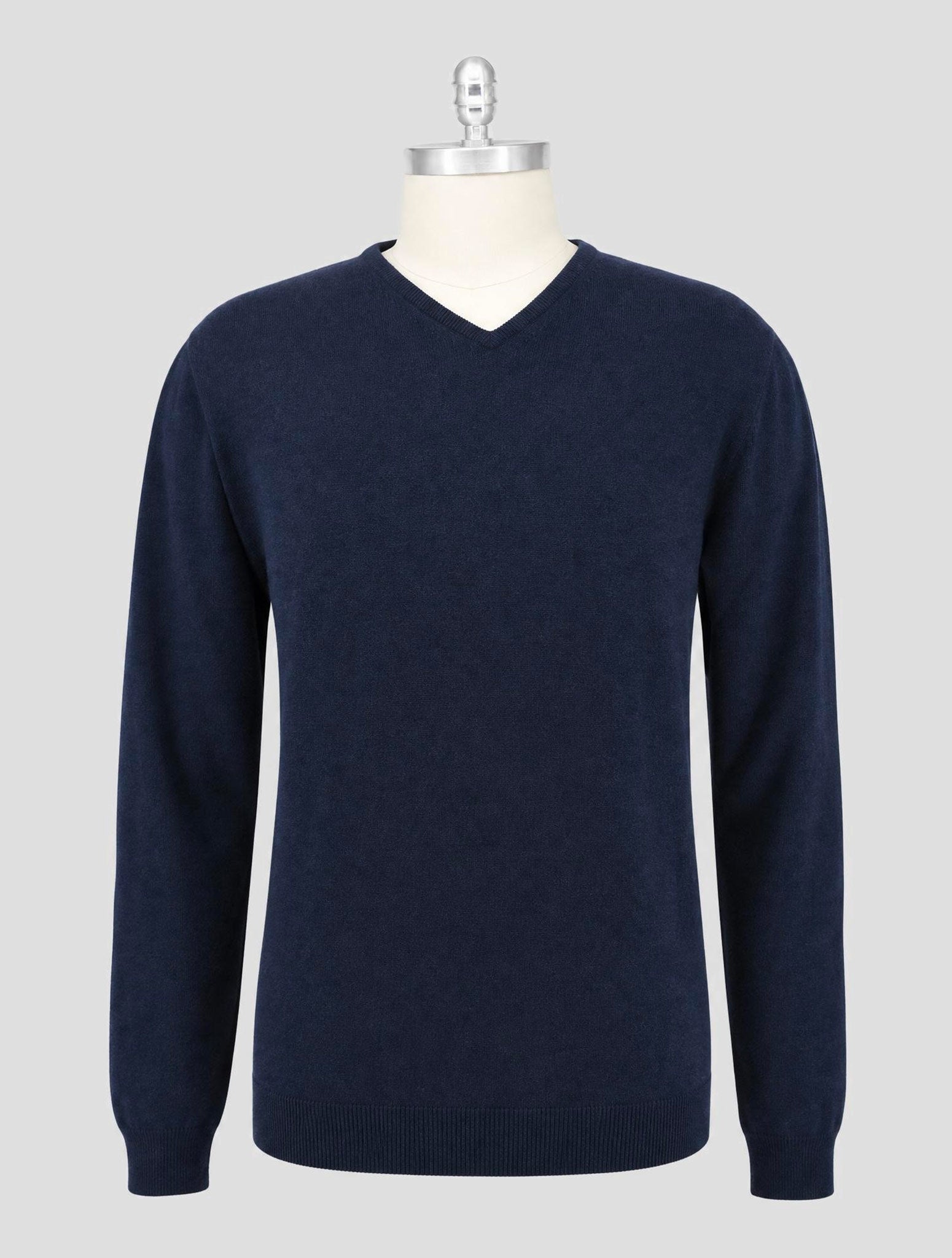 Kiton Blue Cashmere Sweater V-Neck