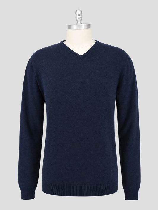 Kiton Blue Cashmere Sweater V-Neck
