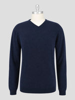Kiton Blue Cashmere Sweater V-Neck