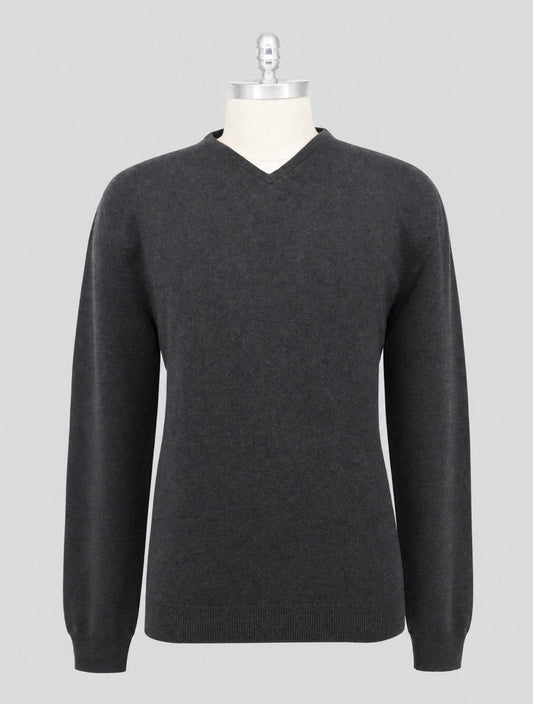 Kiton Gray Cashmere Sweater Half Zip