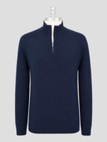 Kiton Blue Cashmere Sweater half Zip