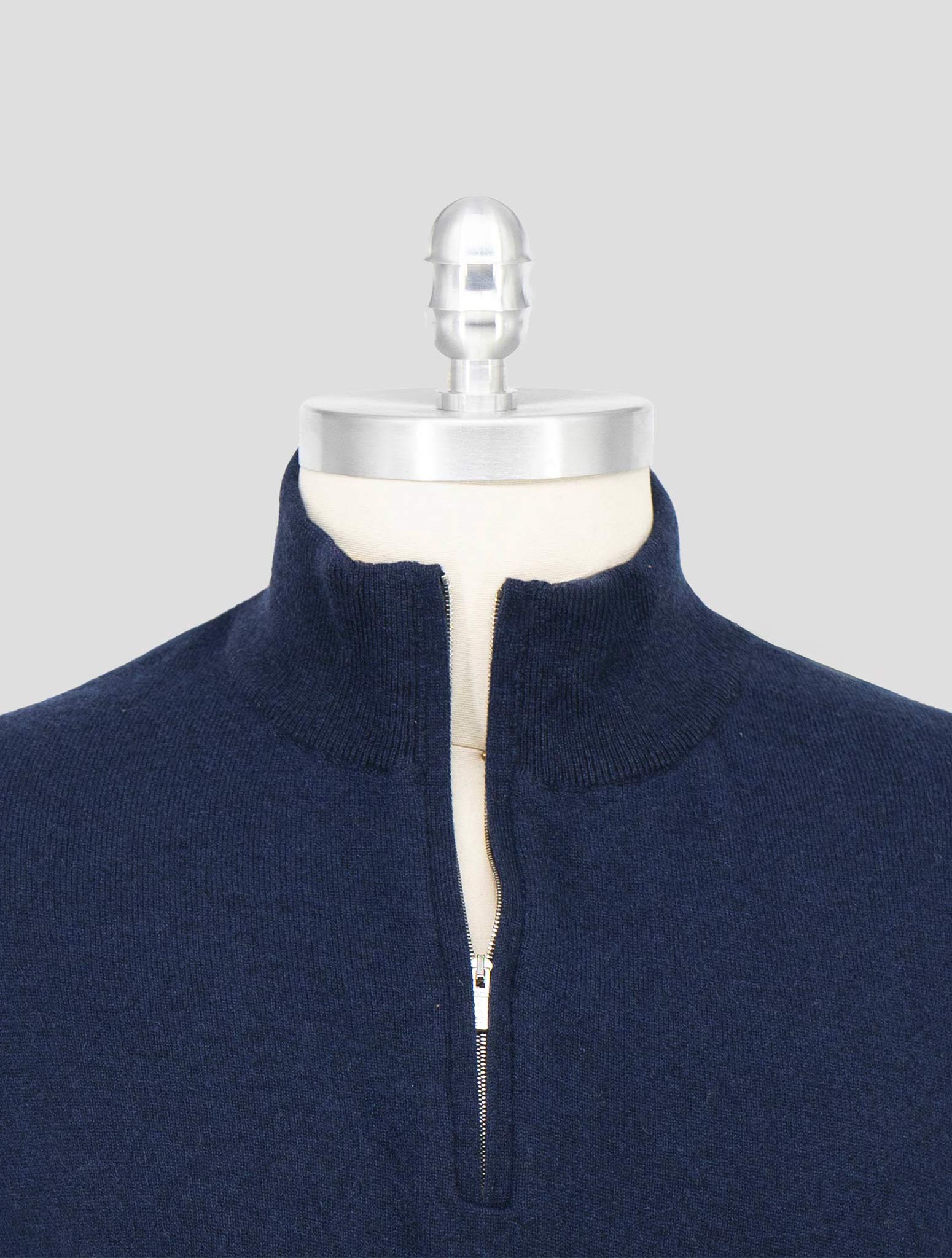 Kiton Blue Cashmere Sweater half Zip