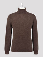 Kiton Brown Silk Cashmere Linen Sweater Turtleneck