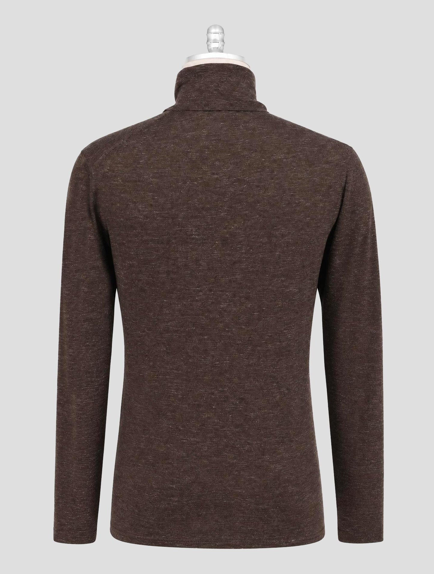 Kiton Brown Silk Cashmere Linen Sweater Turtleneck