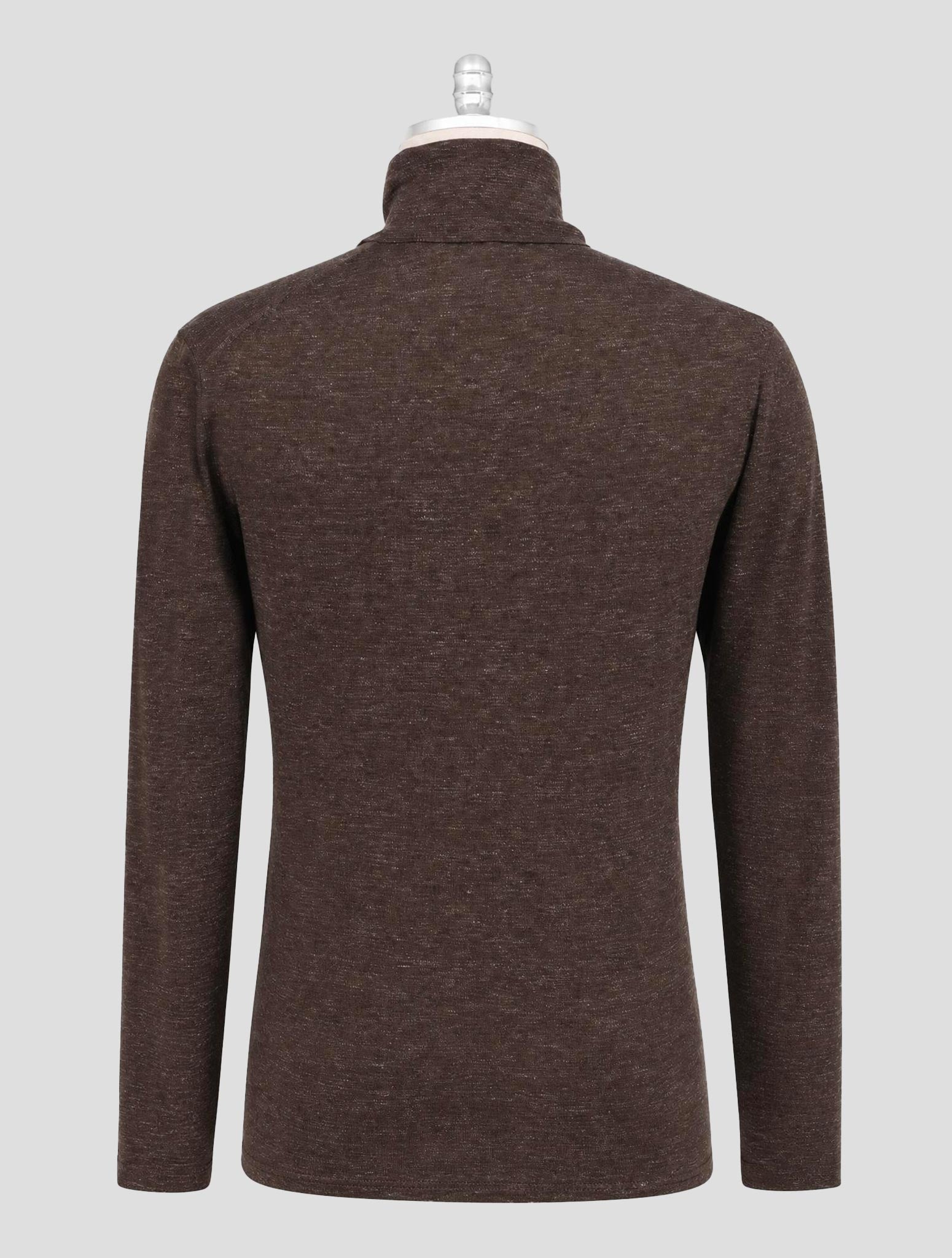 Kiton Brown Silk Cashmere Linen Sweater Turtleneck