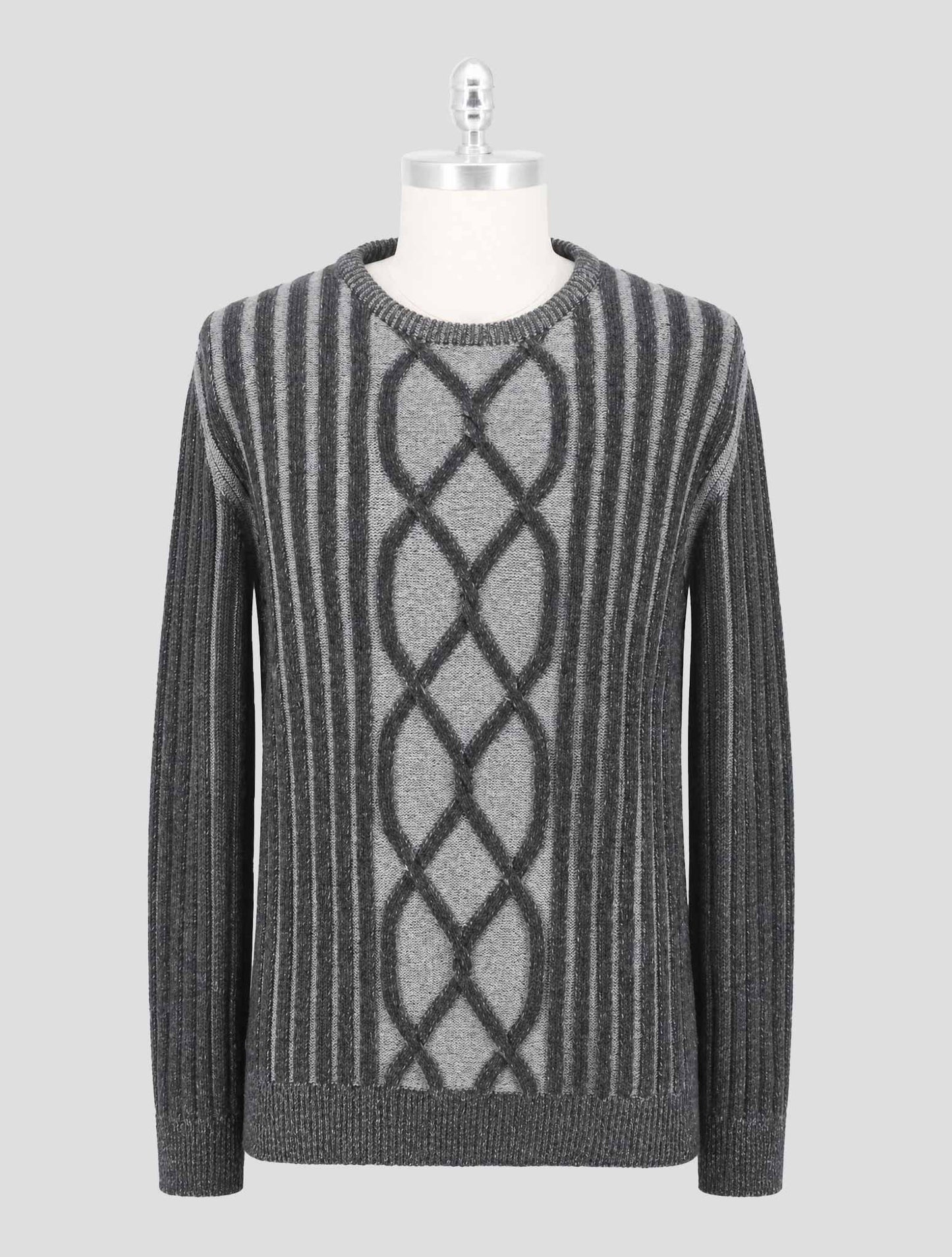 Kiton Knt Gray Virgn Wool Cashmere Sweater Crewneck