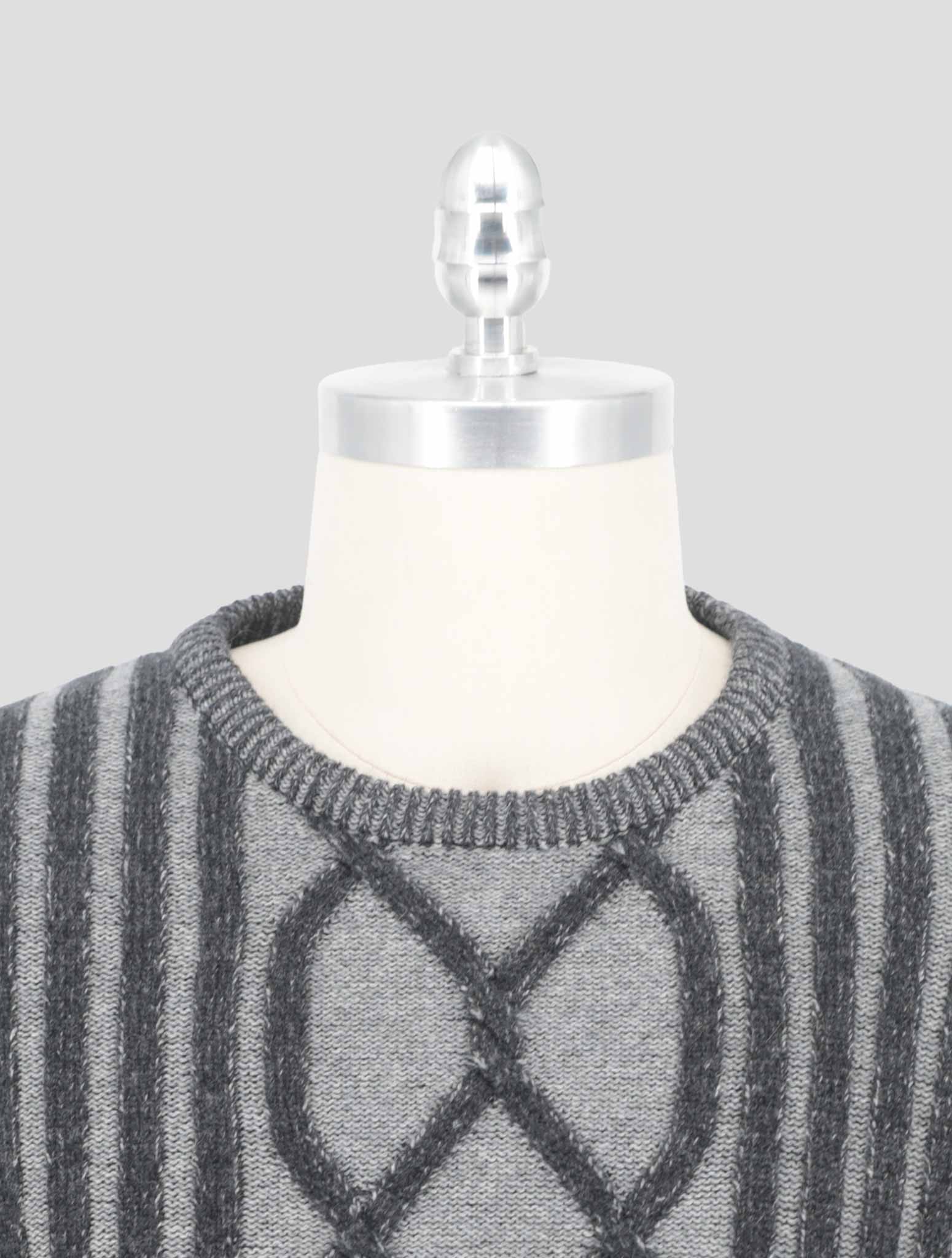 Kiton Knt Gray Virgn Wool Cashmere Sweater Crewneck