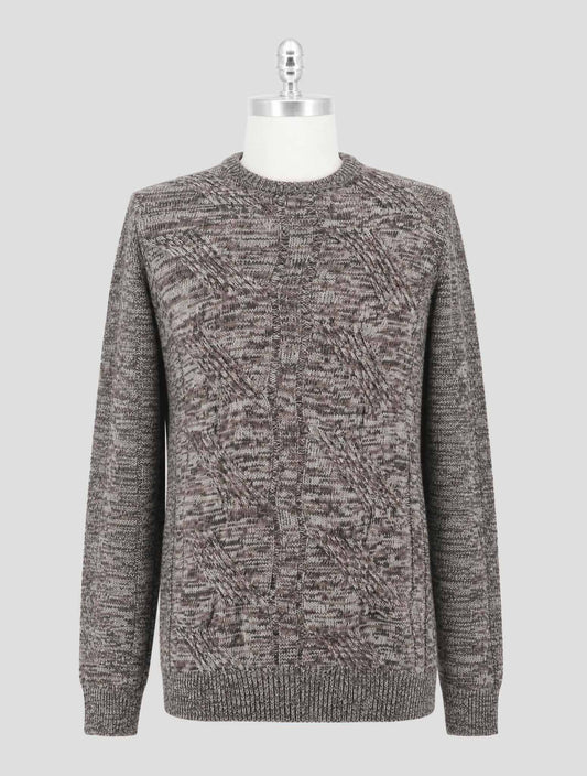 Kiton Knt Brown Gray Virgin Wool Cashmere Sweater Crewneck