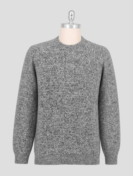 Kiton Knt Gray Black Virgin Wool Cashmere Sweater Crewneck