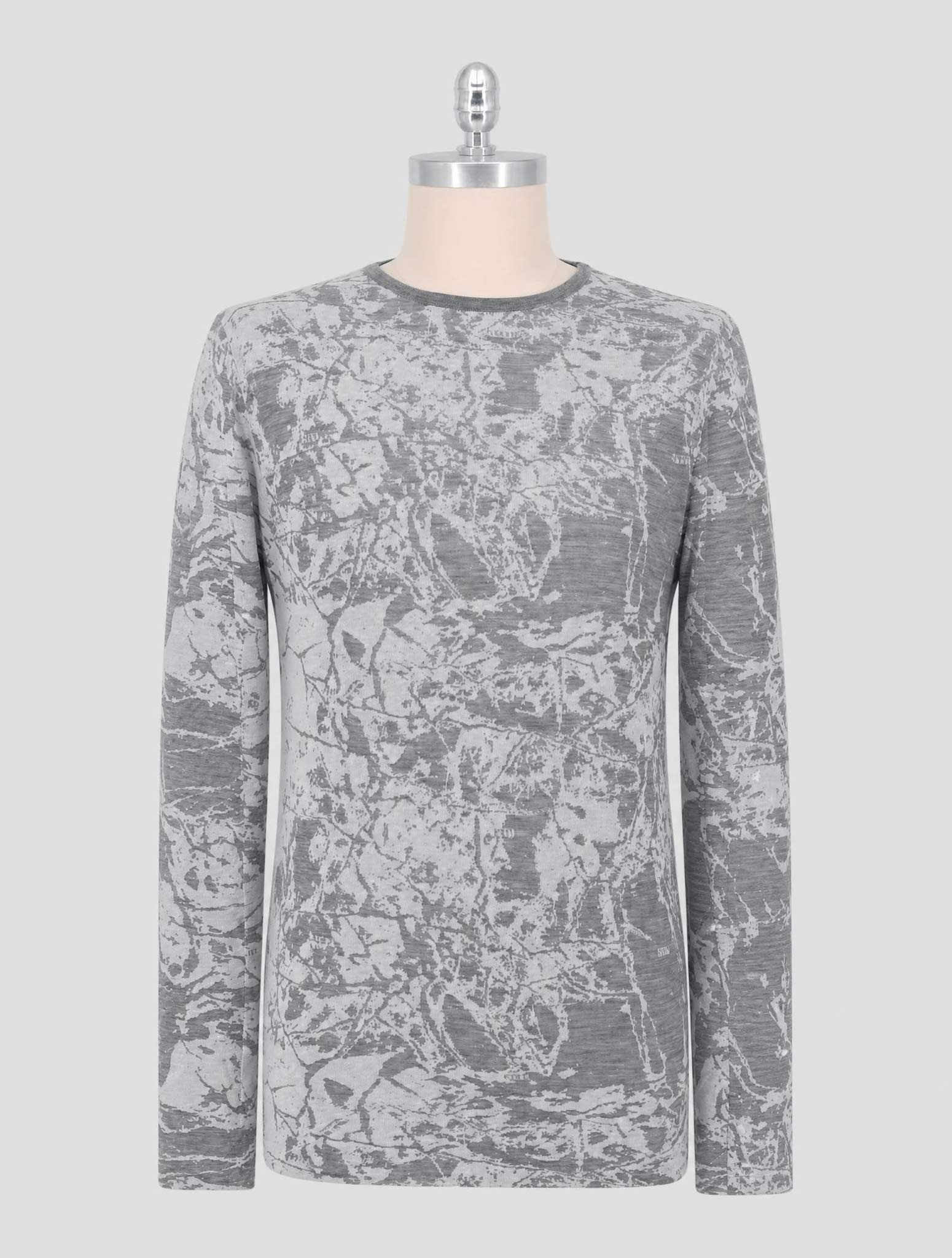 Kiton Gray White Cashmere Sweater Crewneck