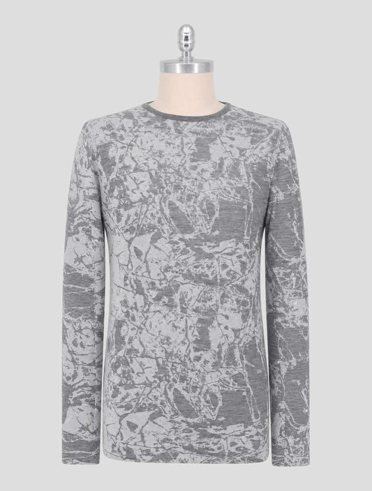 Kiton Gray White Cashmere Sweater Crewneck