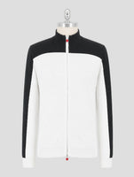 Kiton Cotton Black White Sweater Full Zip