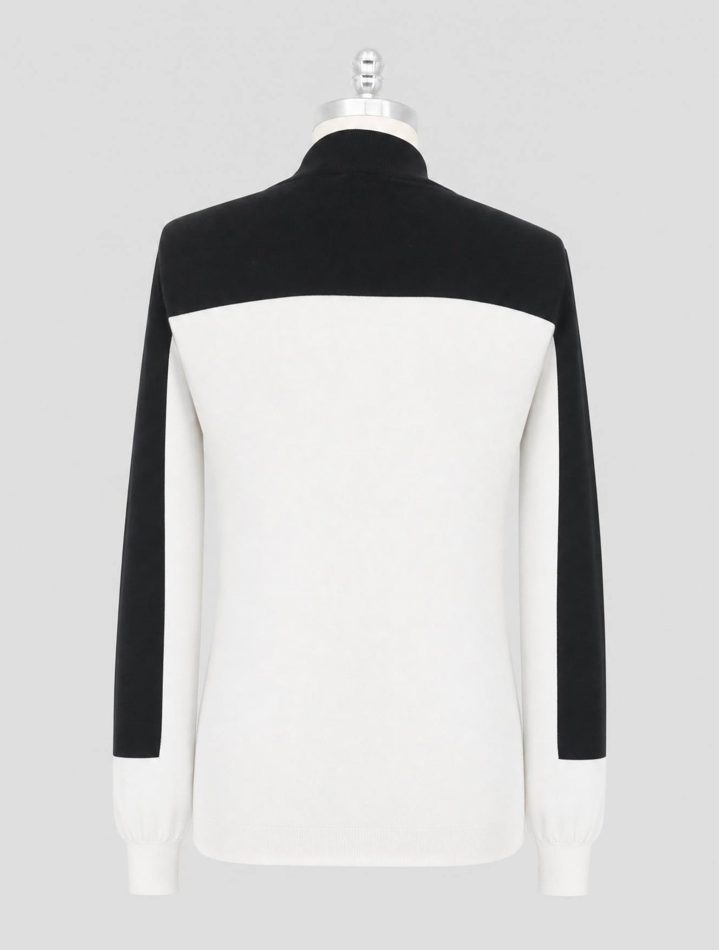 Kiton Cotton Black White Sweater Full Zip