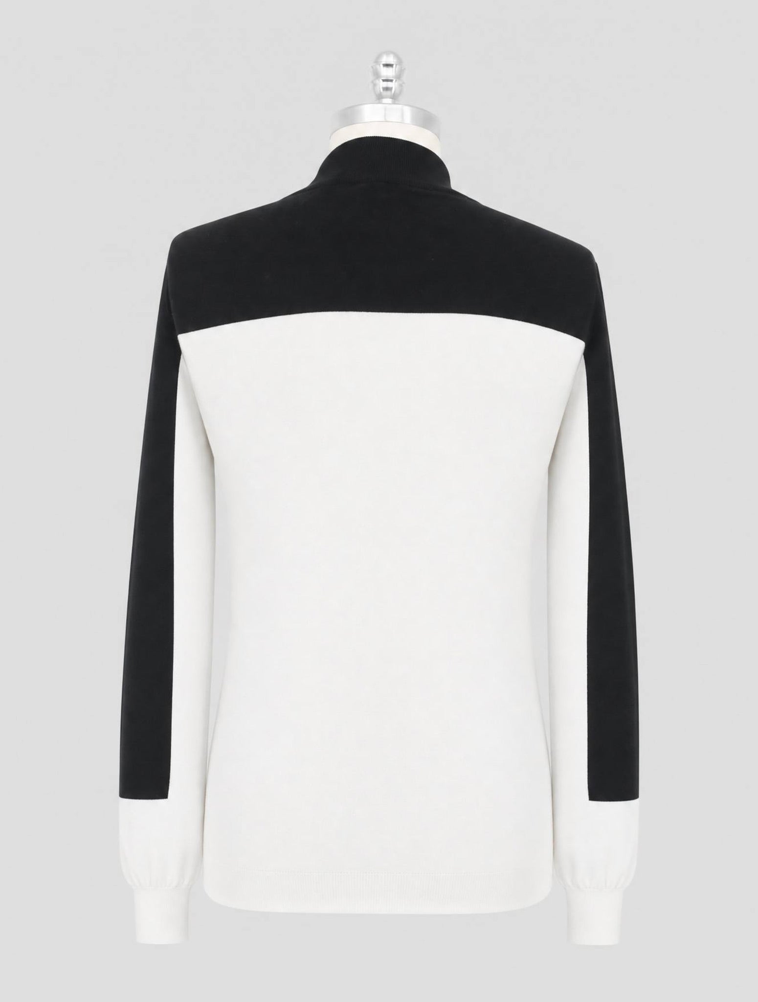 Kiton Cotton Black White Sweater Full Zip
