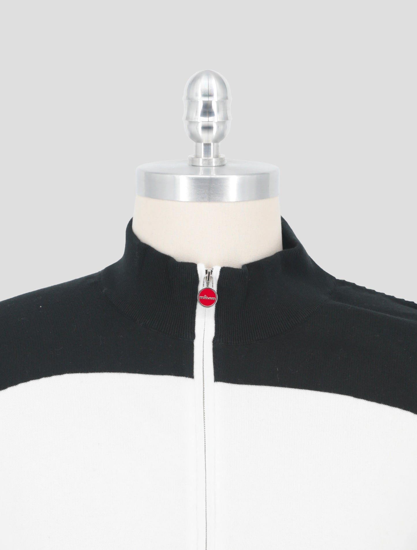 Kiton Cotton Black White Sweater Full Zip