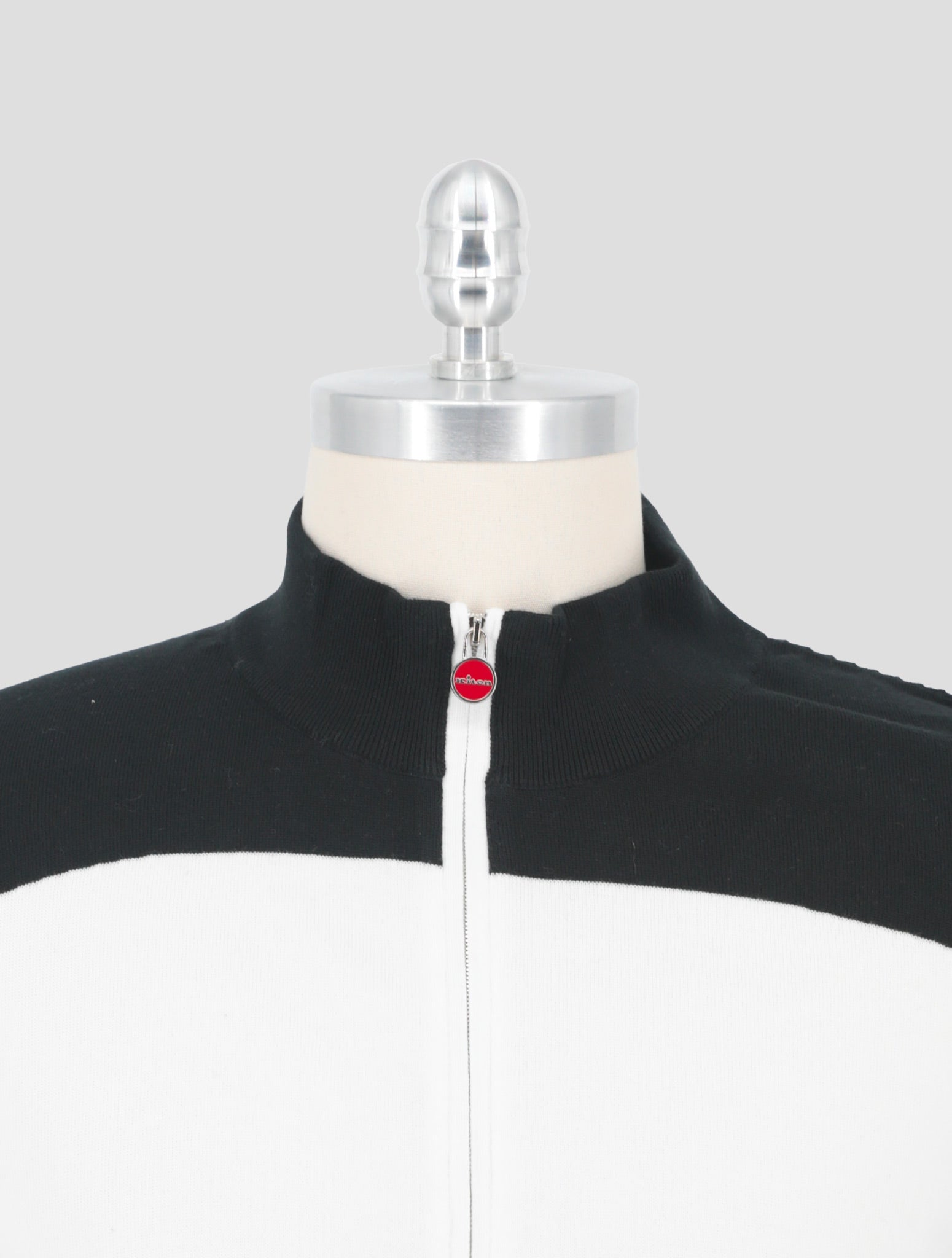 Kiton Cotton Black White Sweater Full Zip