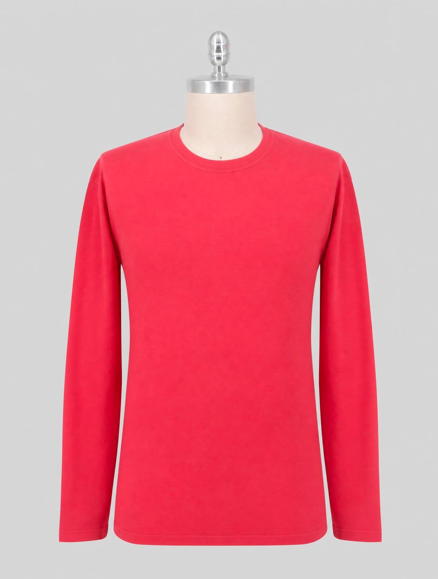 Kiton Red Cashmere Cotton T-Shirt Long Sleeve