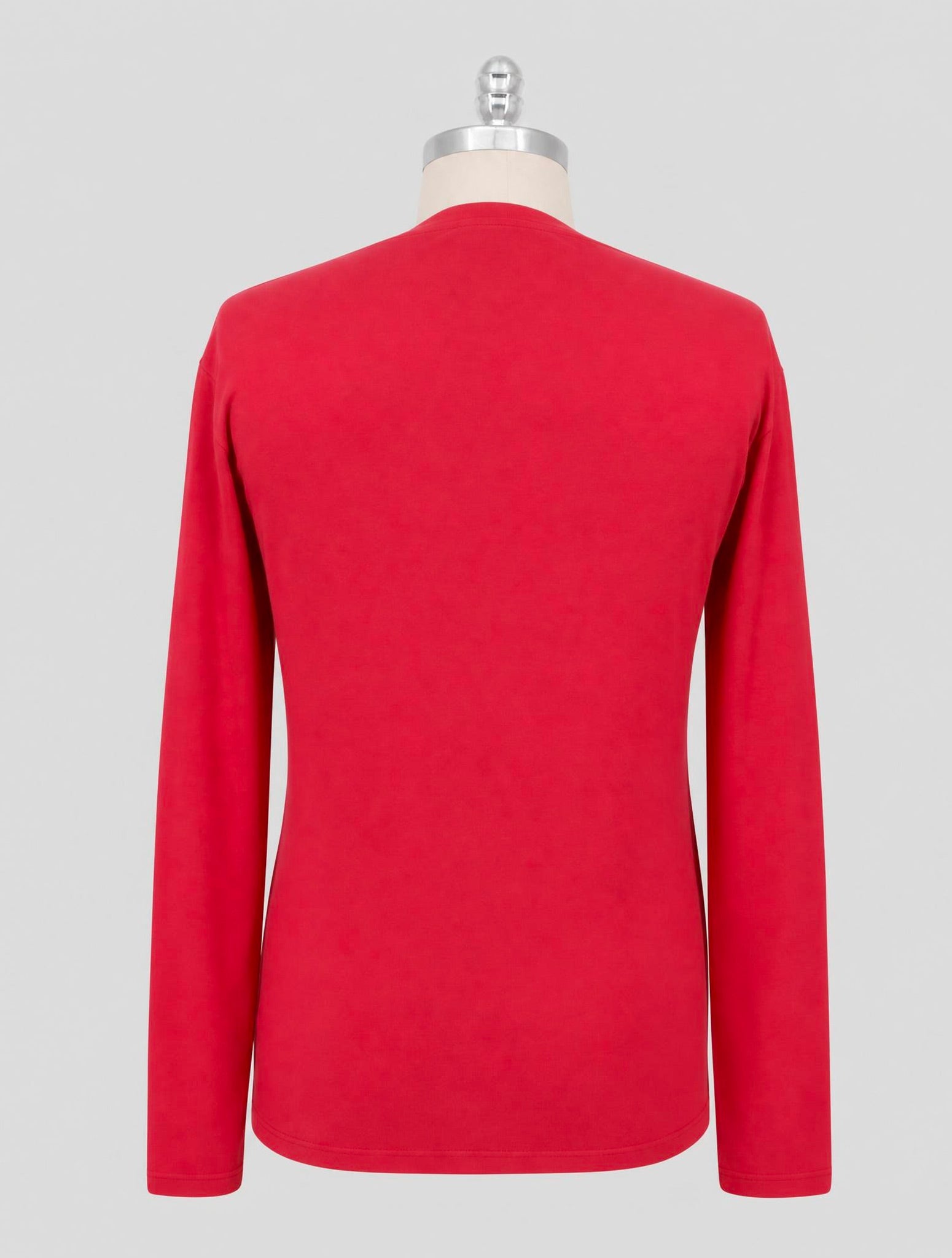 Kiton Red Cashmere Cotton T-Shirt Long Sleeve