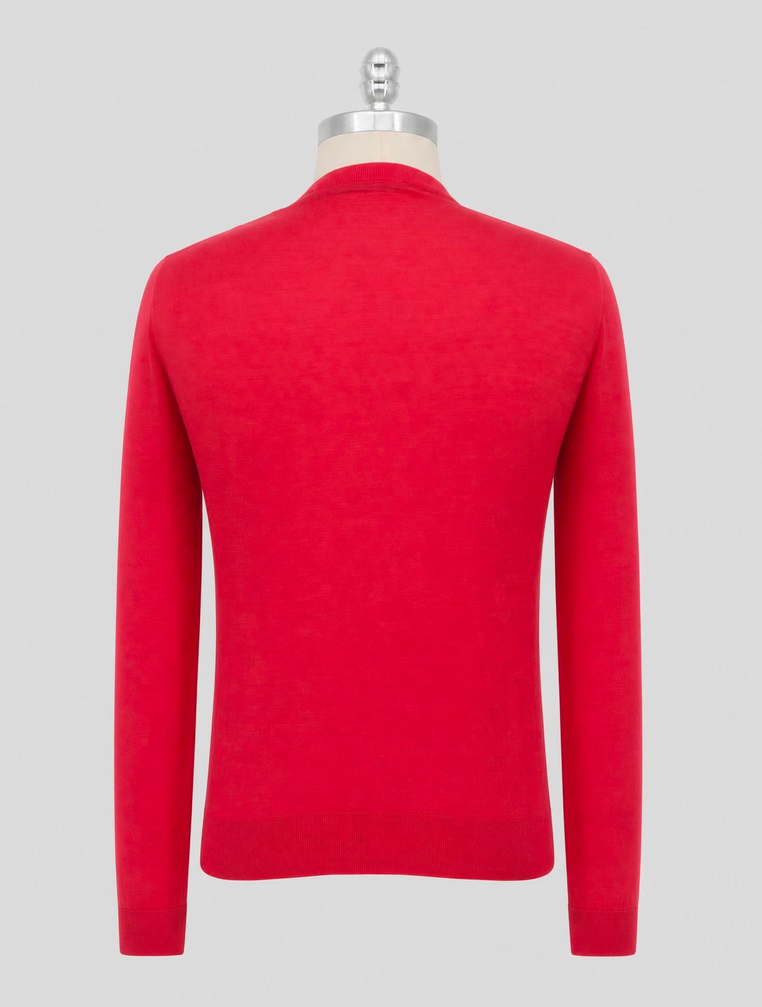 Kiton Red Wool 14 Micron Sweater V-Neck