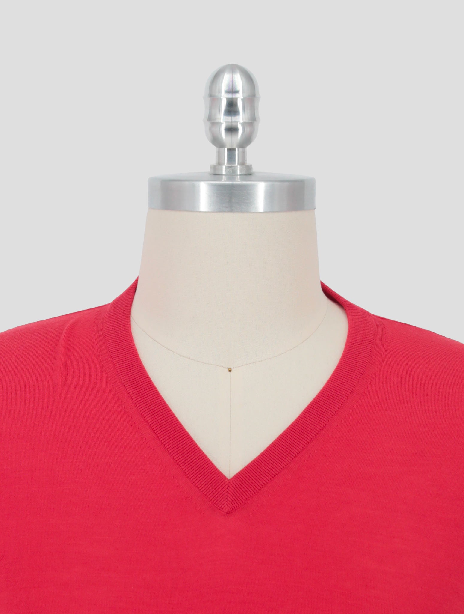 Kiton Red Wool 14 Micron Sweater V-Neck