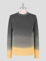 Kiton Gray Yellow Cashmere Silk Sweater Crewneck