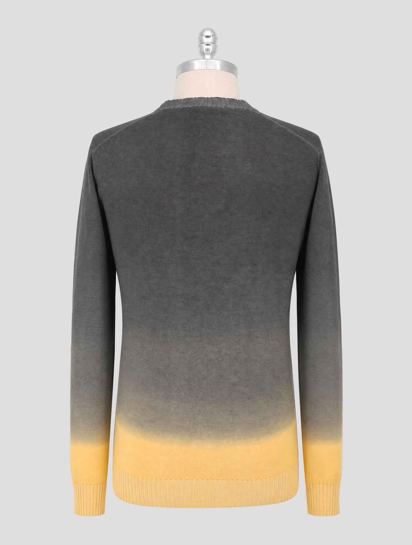 Kiton Gray Yellow Cashmere Silk Sweater Crewneck