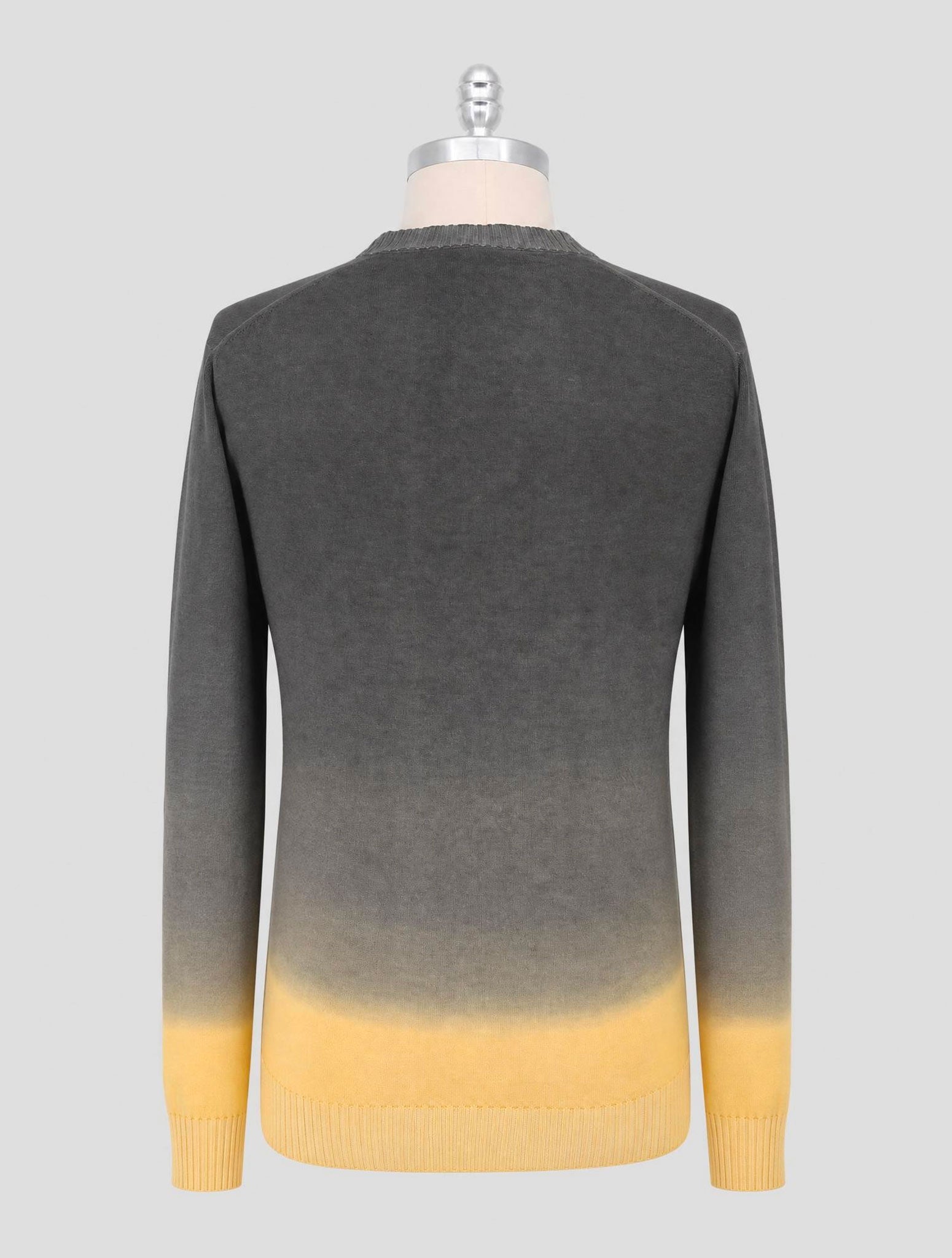 Kiton Gray Yellow Cashmere Silk Sweater Crewneck