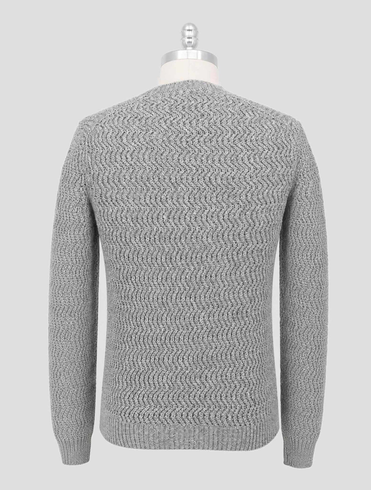 Kiton Gray Cotton Linen Sweater Crewneck