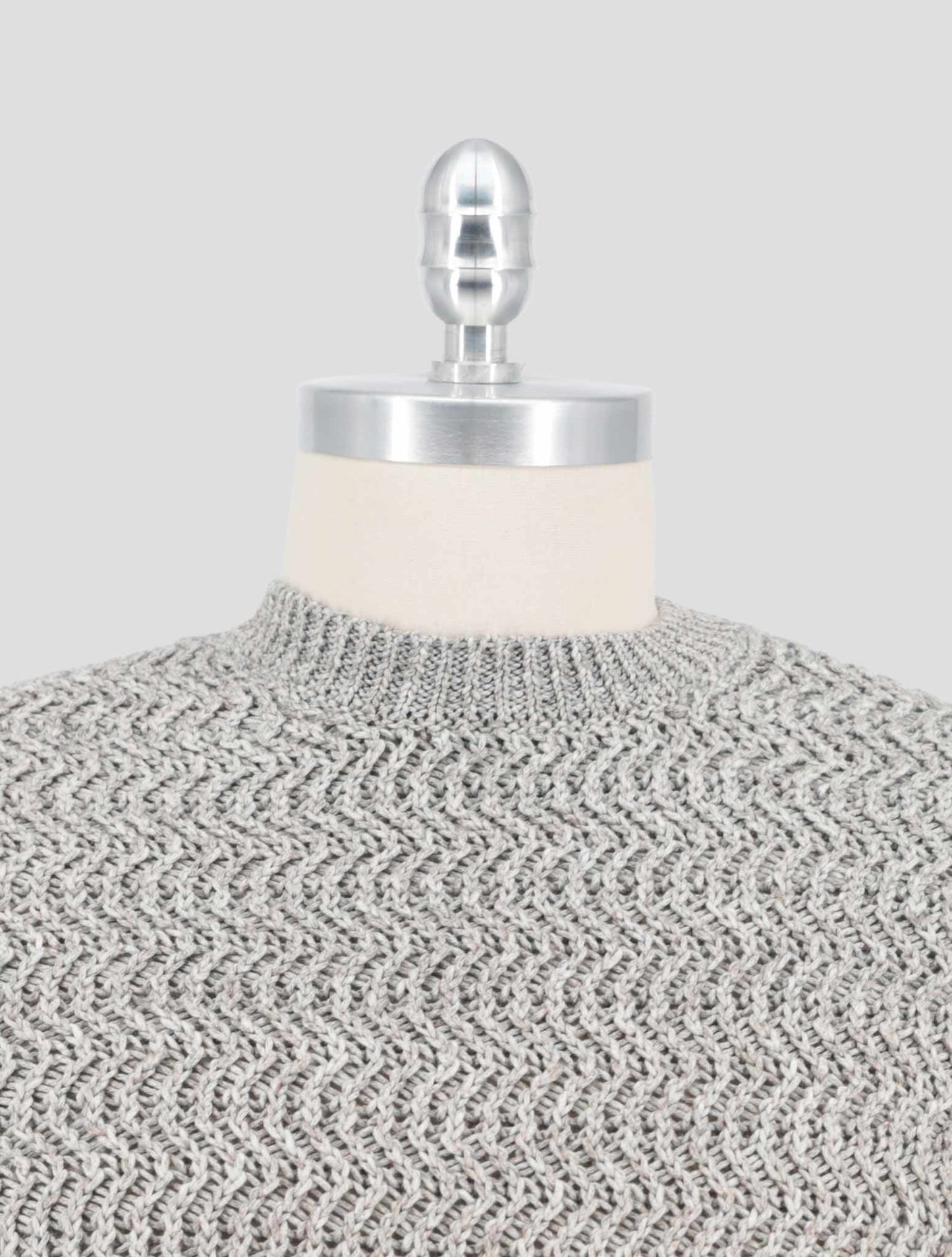 Kiton Gray Cotton Linen Sweater Crewneck