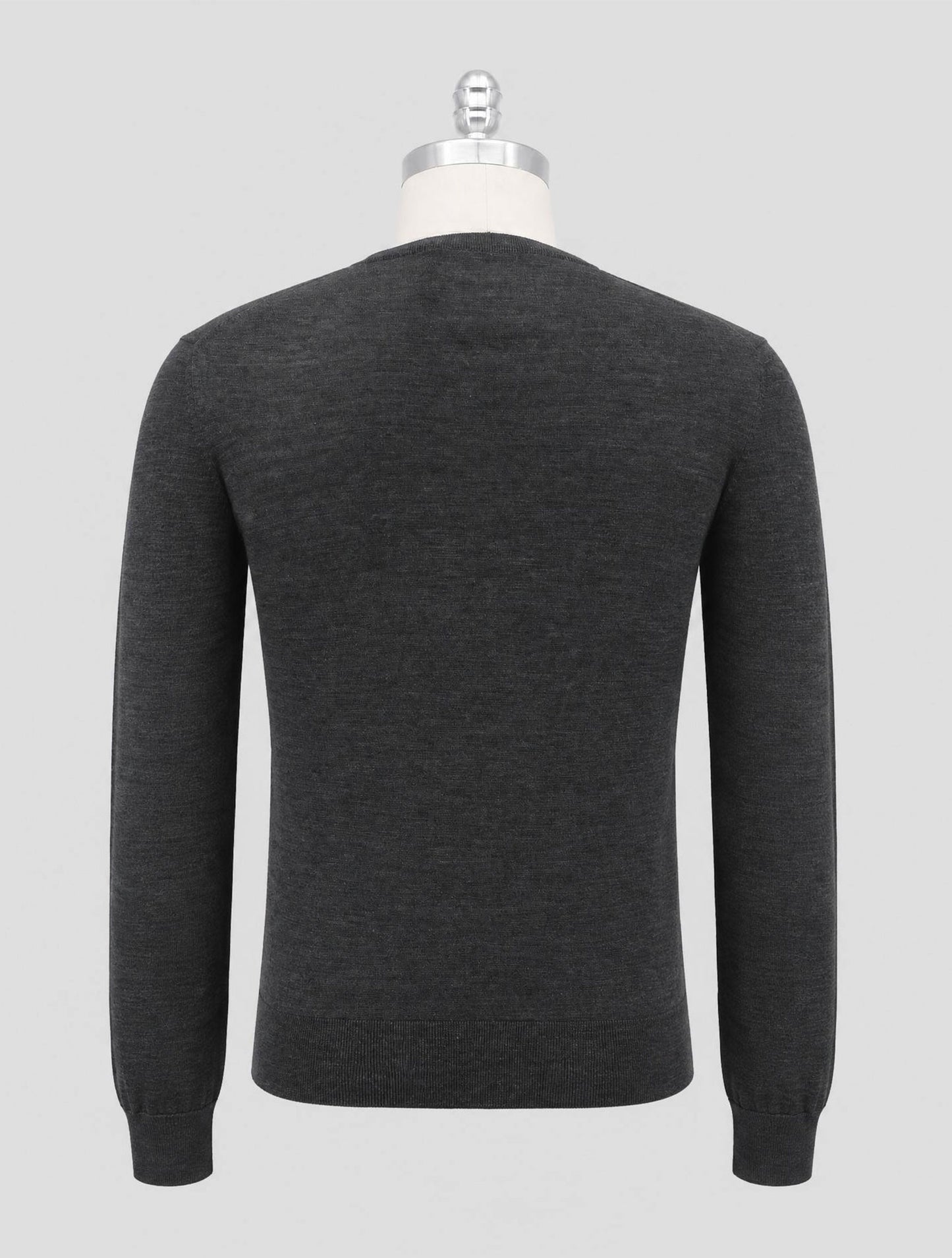 Kiton Gray Wool Diamante Blu Sweater V-Neck