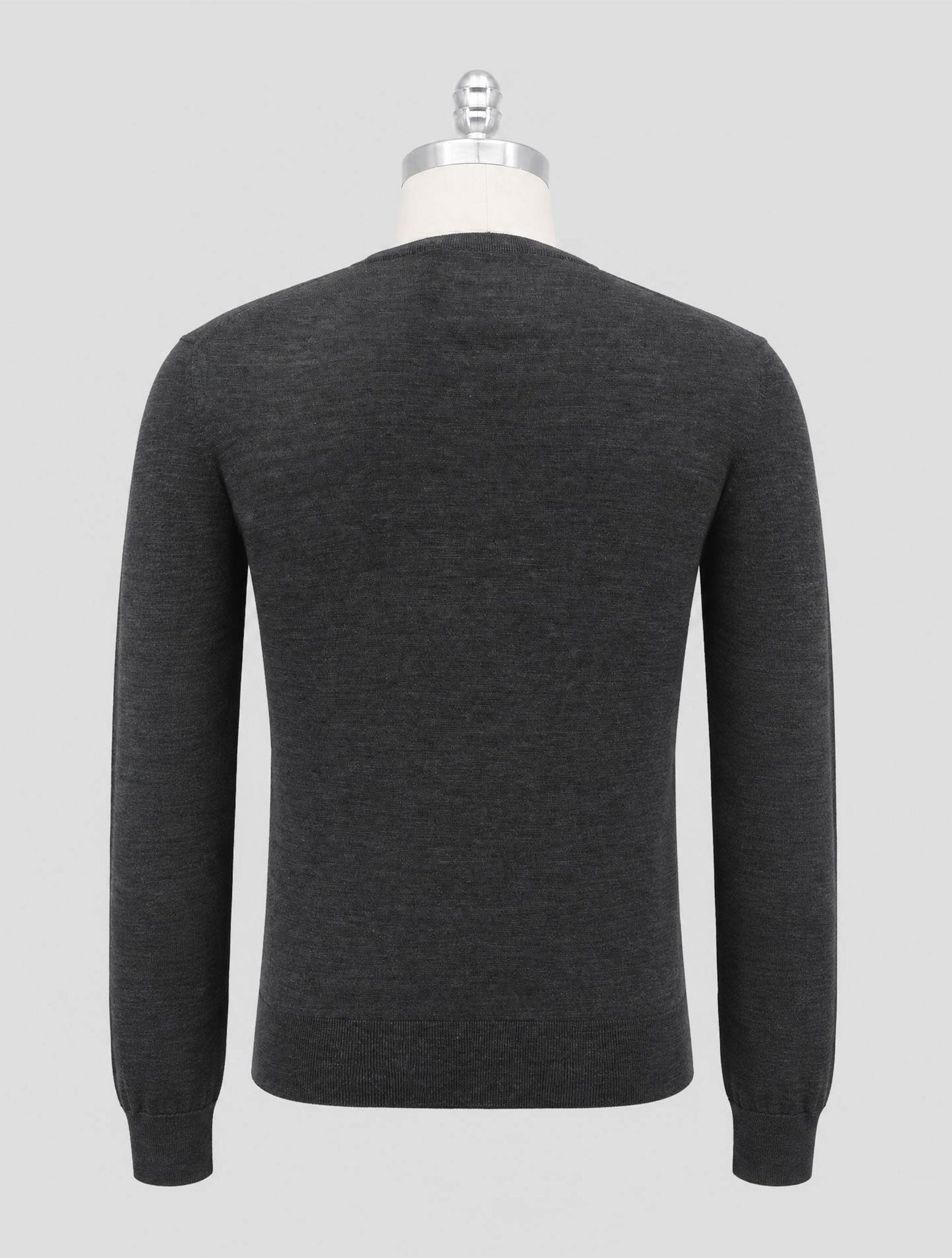 Kiton Gray Wool Diamante Blu Sweater V-Neck