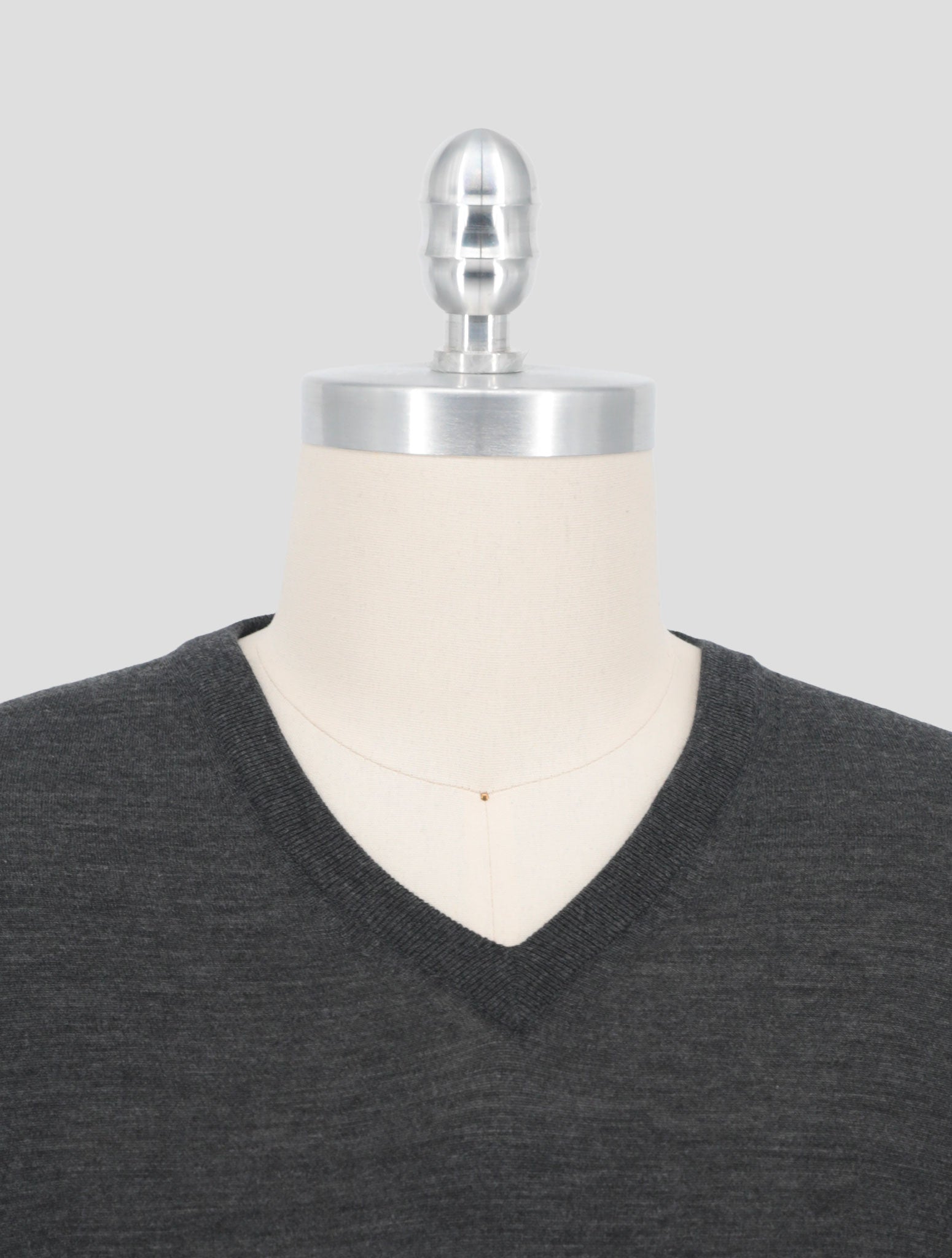Kiton Gray Wool Diamante Blu Sweater V-Neck
