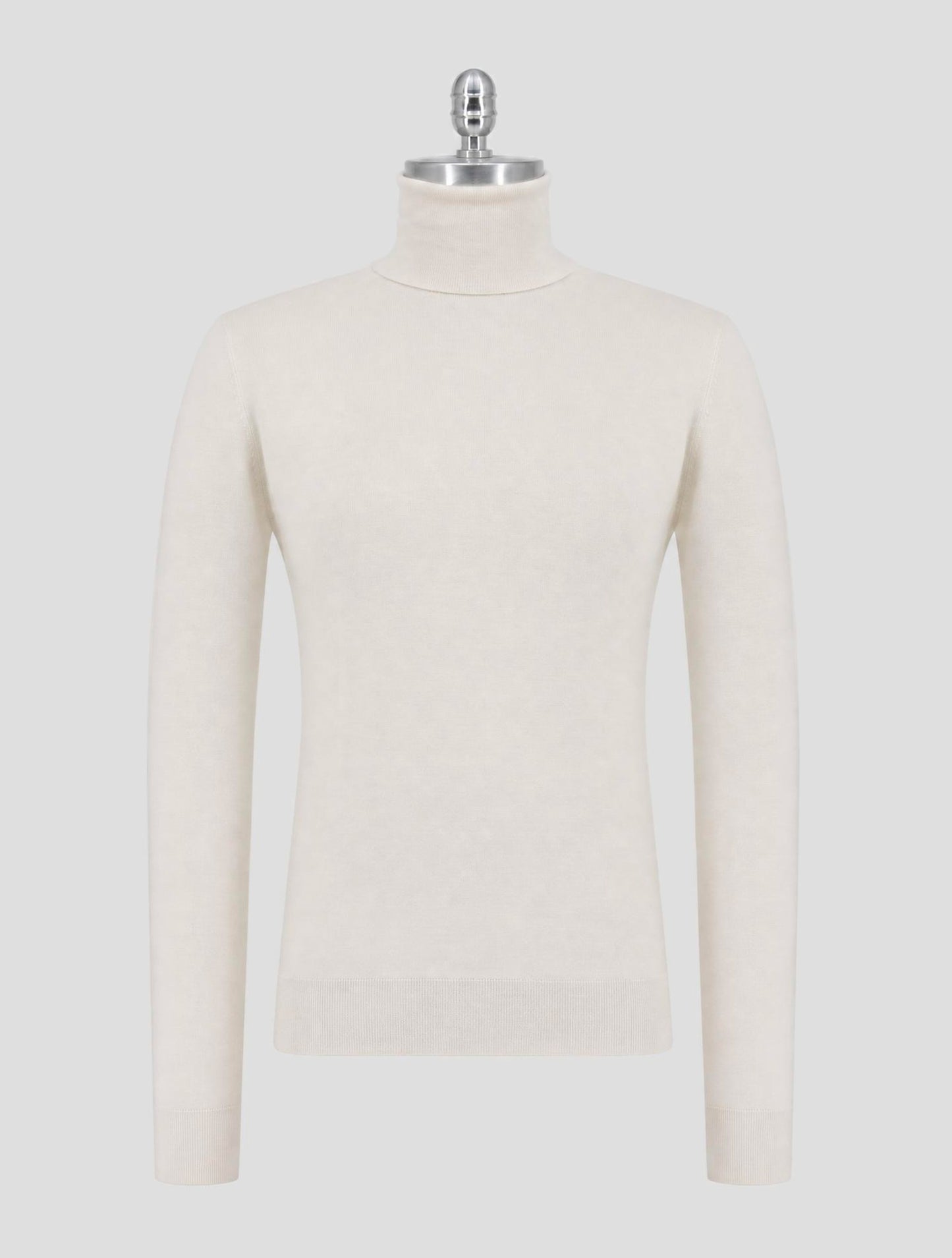Kiton White Silk Cashmere Linen Sweater Turtleneck