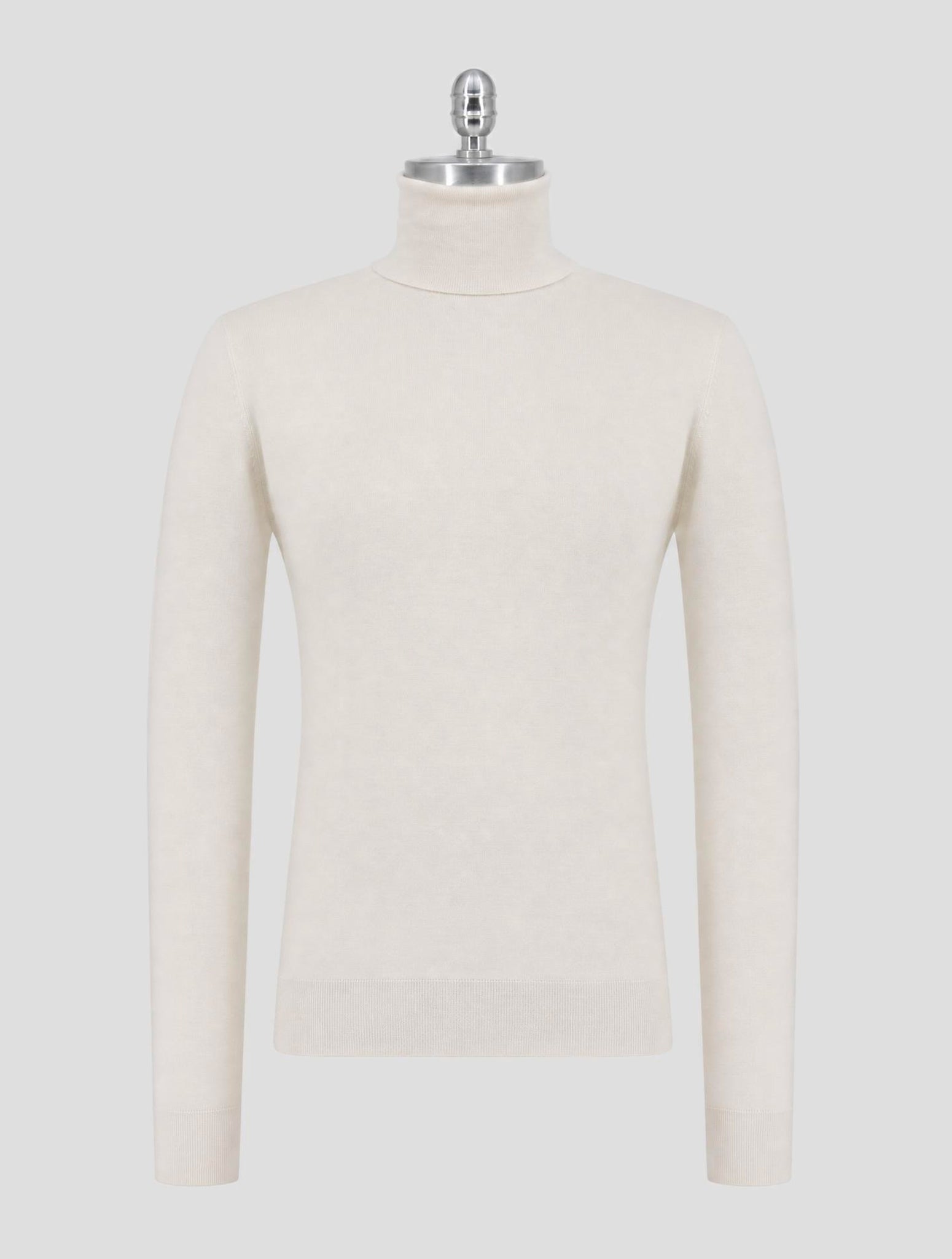 Kiton White Silk Cashmere Linen Sweater Turtleneck