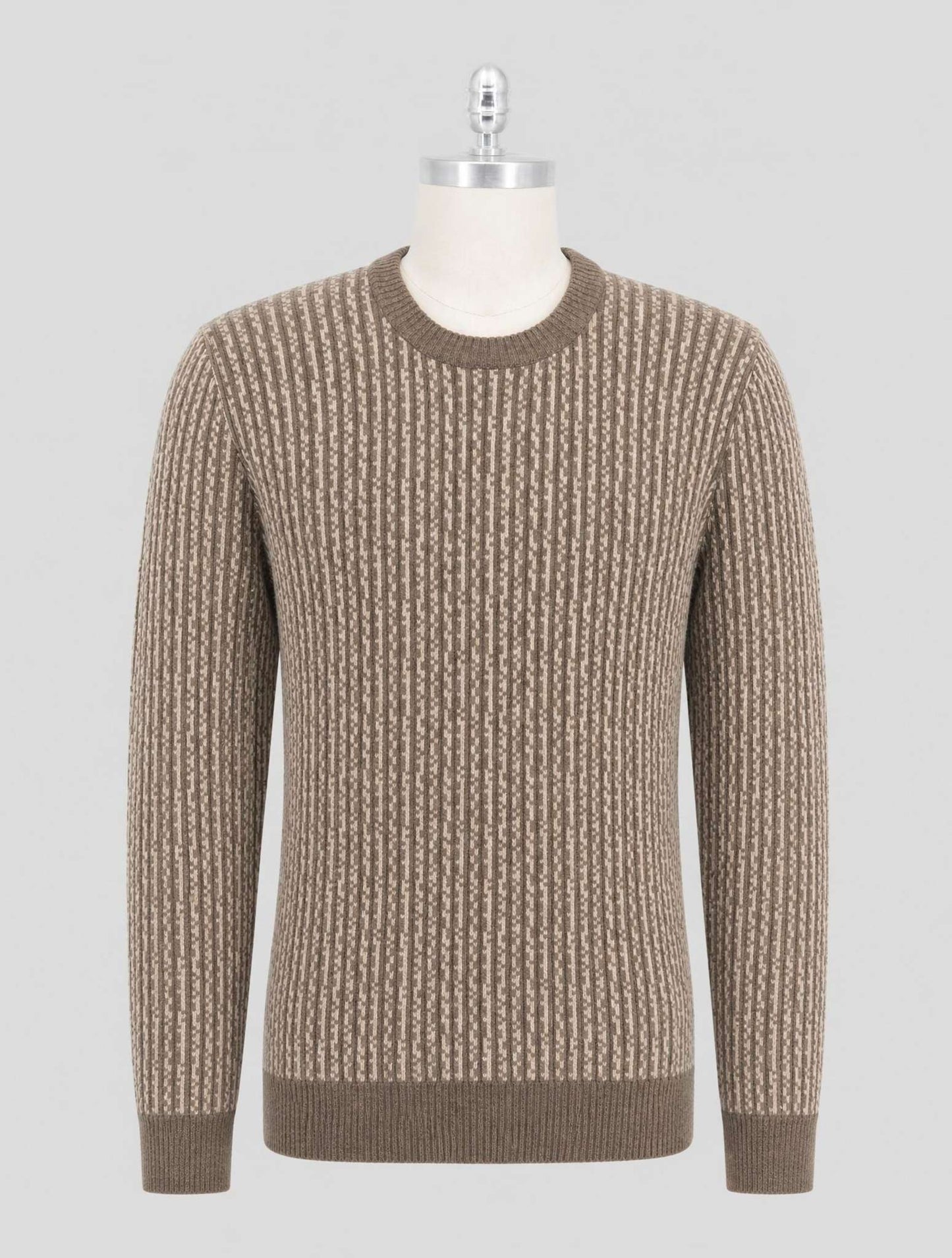 Kiton Green Beige Cashmere Sweater Crewneck