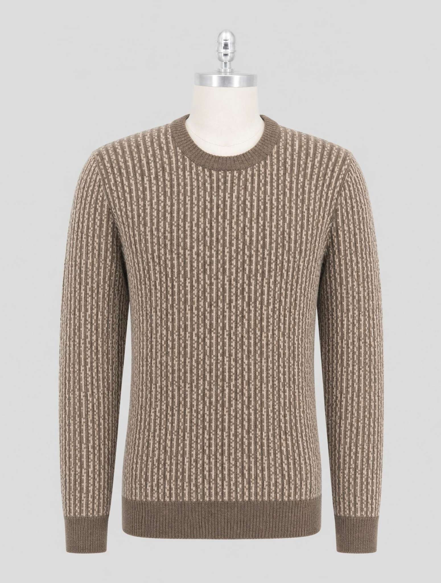 Kiton Green Beige Cashmere Sweater Crewneck