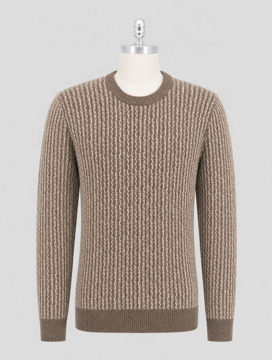 Kiton Green Beige Cashmere Sweater Crewneck
