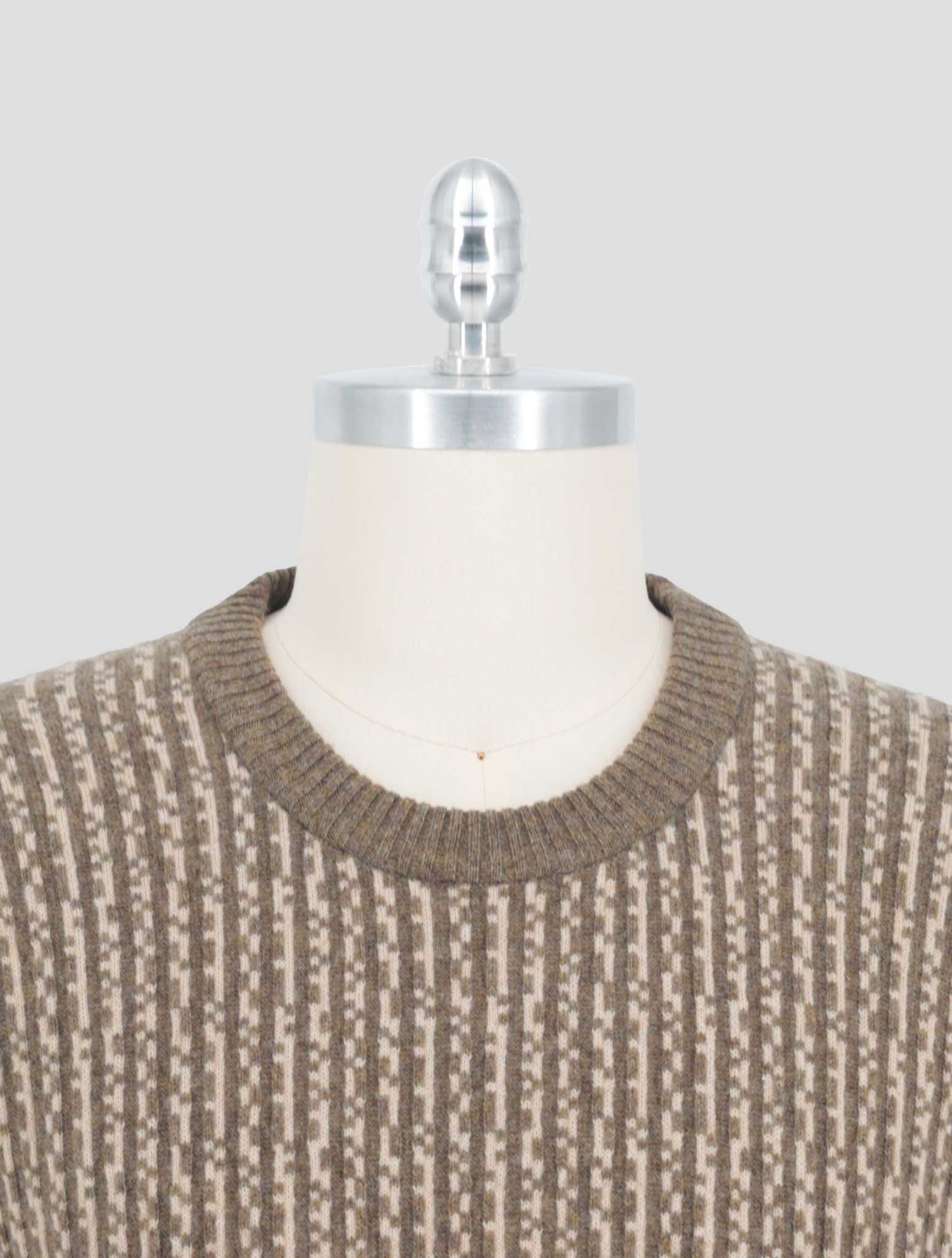 Kiton Green Beige Cashmere Sweater Crewneck