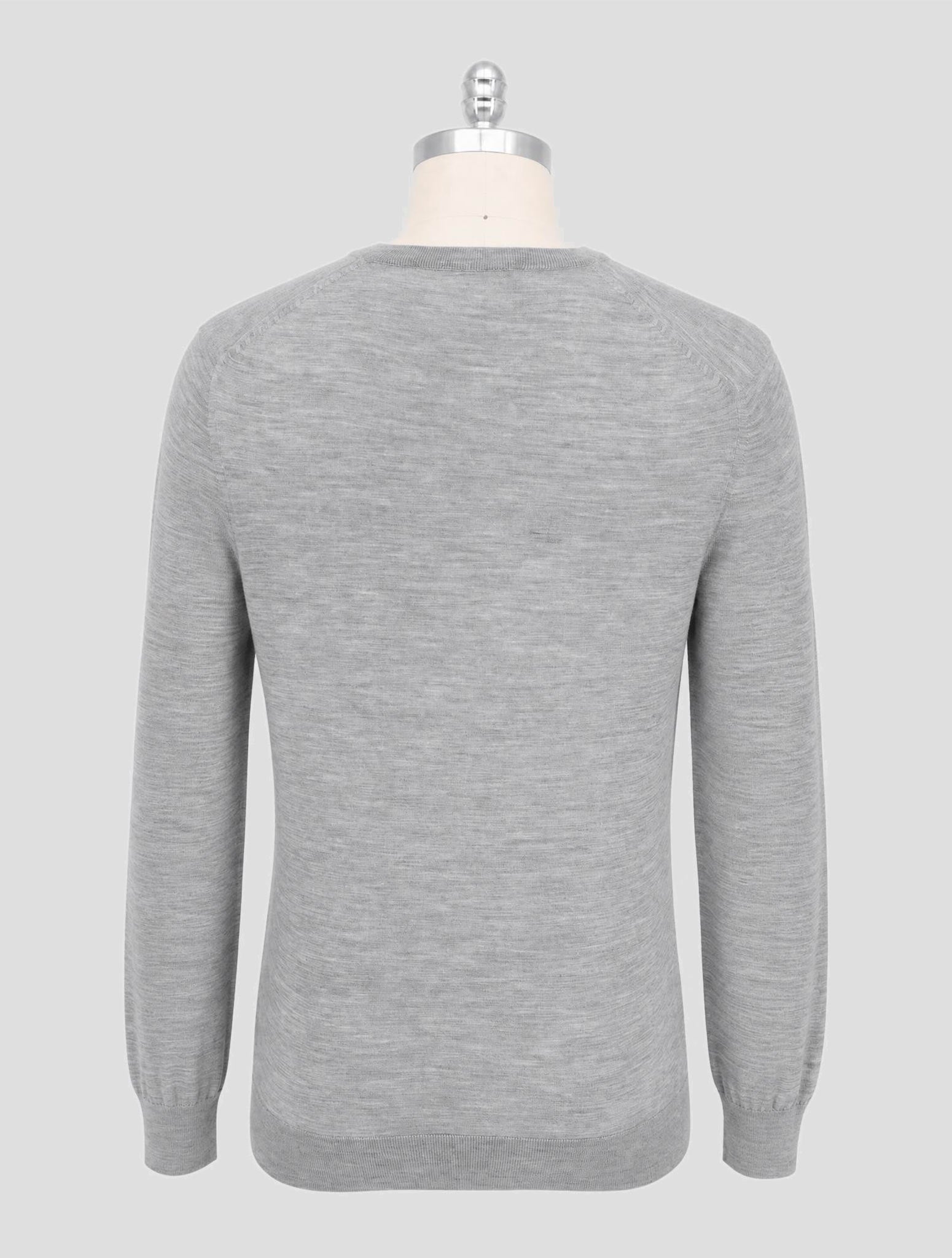 Kiton Gray Wool 14 Micron Sweater V-Neck