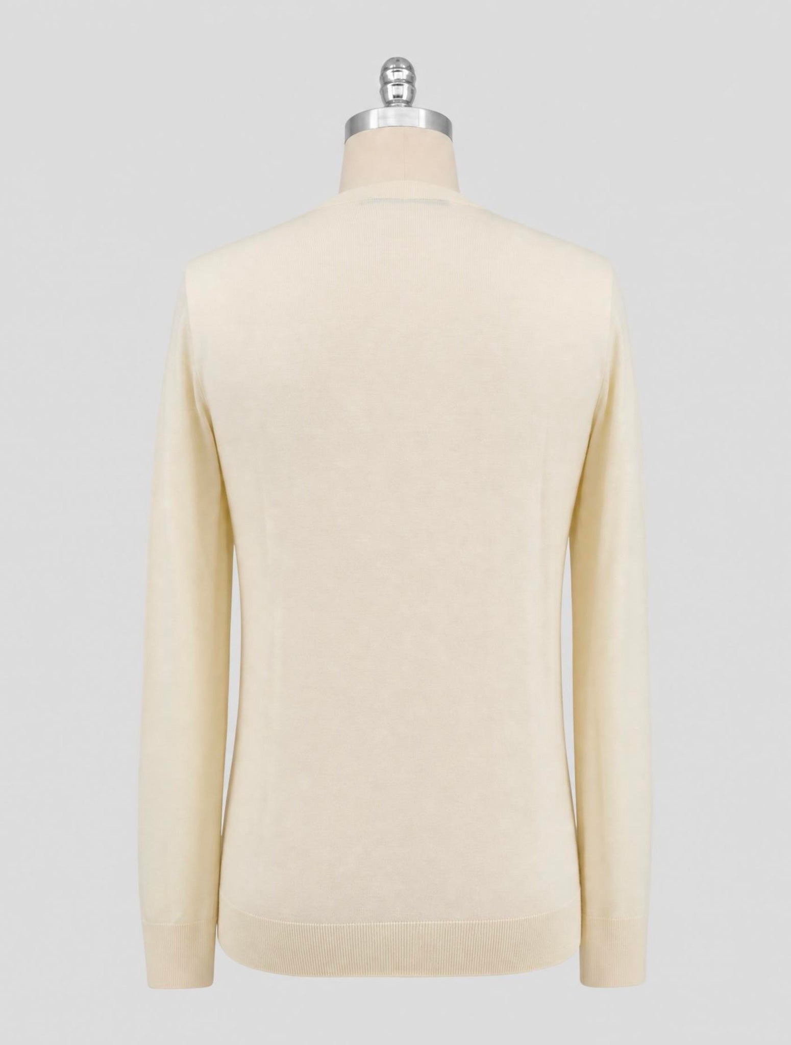 Kiton White Wool 14 Micron Sweater V-Neck