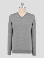 Kiton Gray Wool 14 Micron Sweater V-Neck